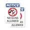 Signmission No Guns Allowed OSHA Notice Sign, Plastic, 7in W x 10in L, 2PK OS-2PACK-NS-P-710-V-14640 - alternate 1